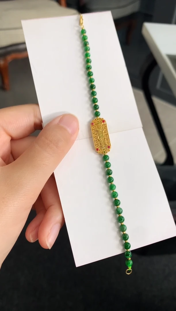 【闪购商品】翡翠手链18K金镶嵌手饰