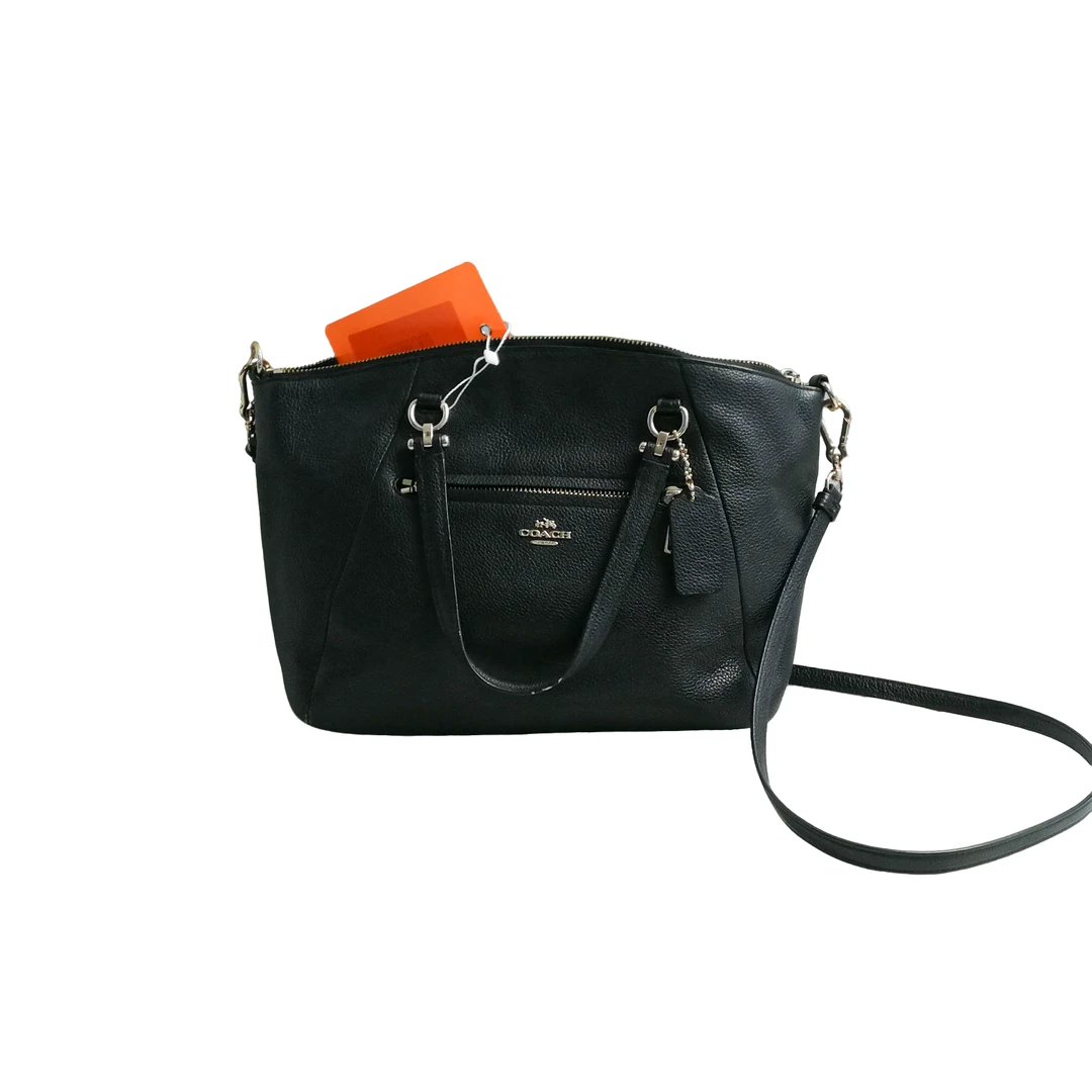 95新 COACH/蔻驰 Coach 皮质黑色饺子包 032609