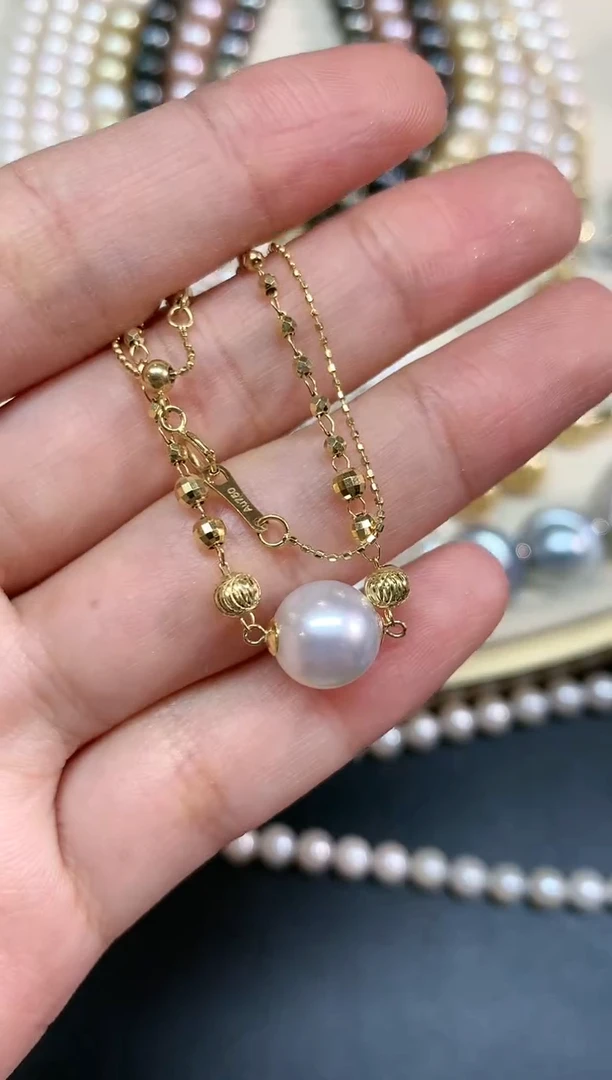 【闪购商品】海水珍珠项链18K金镶嵌A105|3980
