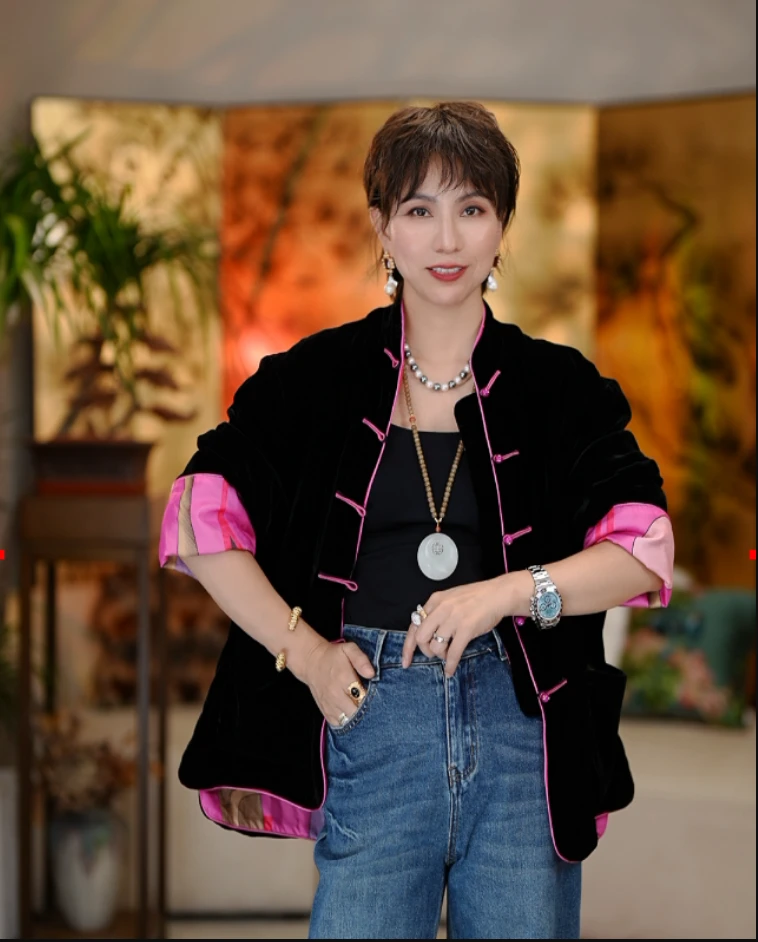 【K】高级丝绒长袖外套KK0124082702