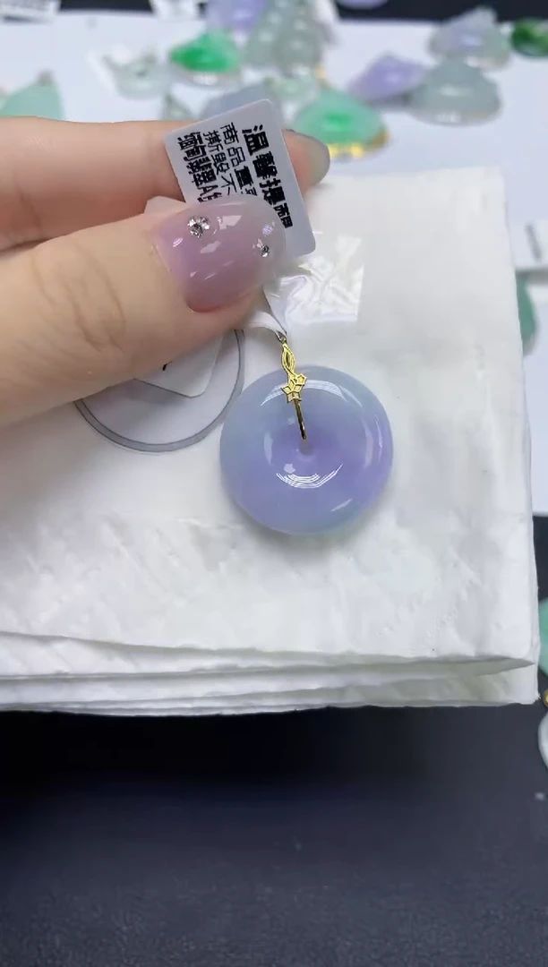 颈饰18K金镶嵌翡翠天然缅甸翡翠A货百元以上9元证书费自理