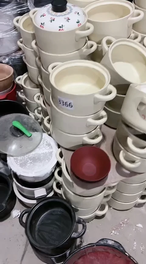 3366大瑕疵裂米白送锅盖