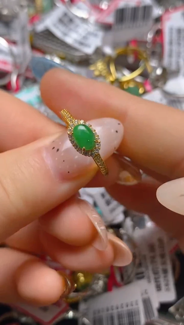 银S925镶嵌戒指翡翠百内无证书