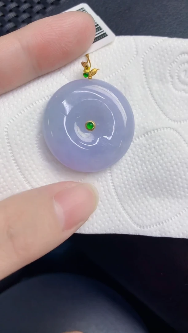 颈饰18K金镶嵌翡翠天然翡翠缅甸A货