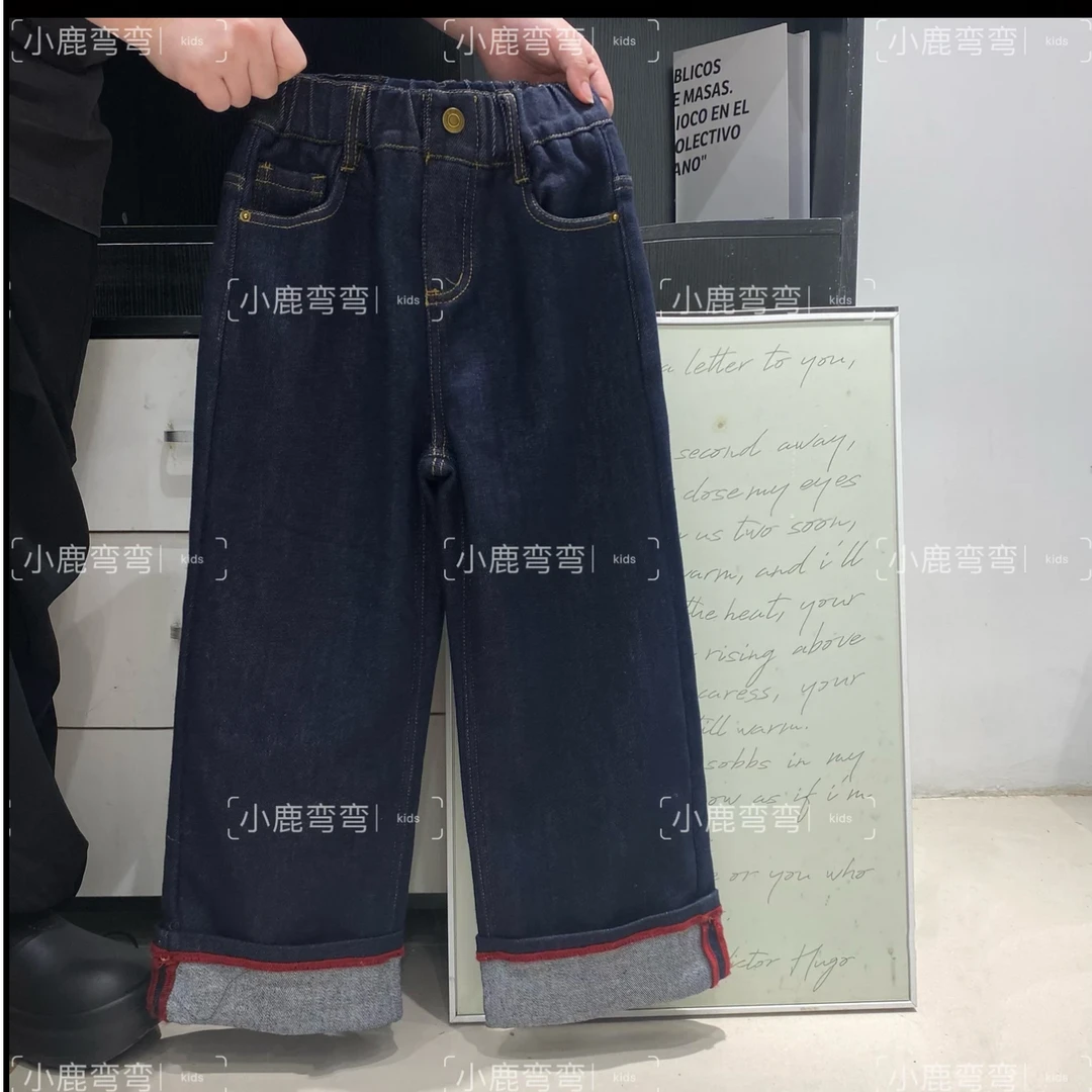 C04春秋韩版红色脚口牛仔裤