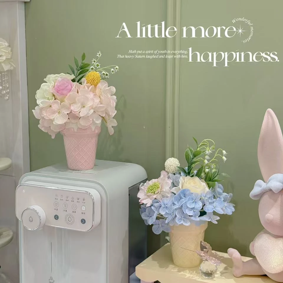 冰淇淋手捧花杯仿真花束迷你插花手工花艺diy礼物包装摆件装饰