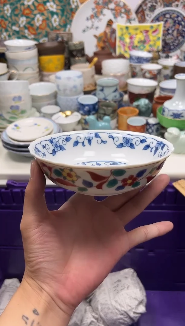 瓷片橘吉彩绘小碗