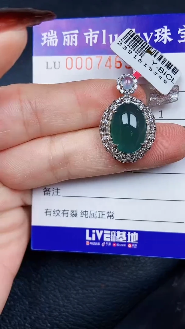 颈饰银S925镶嵌翡翠7463