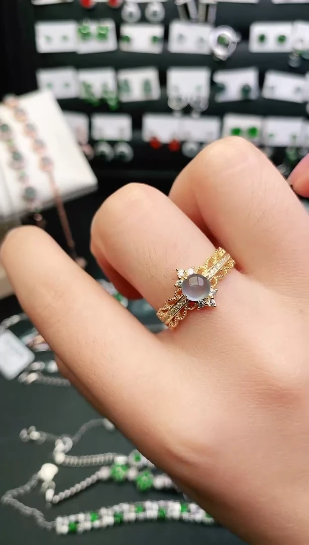 银S925镶嵌戒指翡翠0