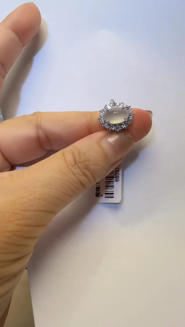 银S925镶嵌戒指翡翠925银镶缅甸A货翡翠戒指