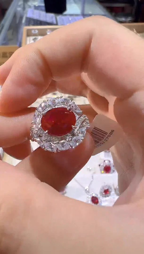 非金属无0089银镶培育宝石戒指