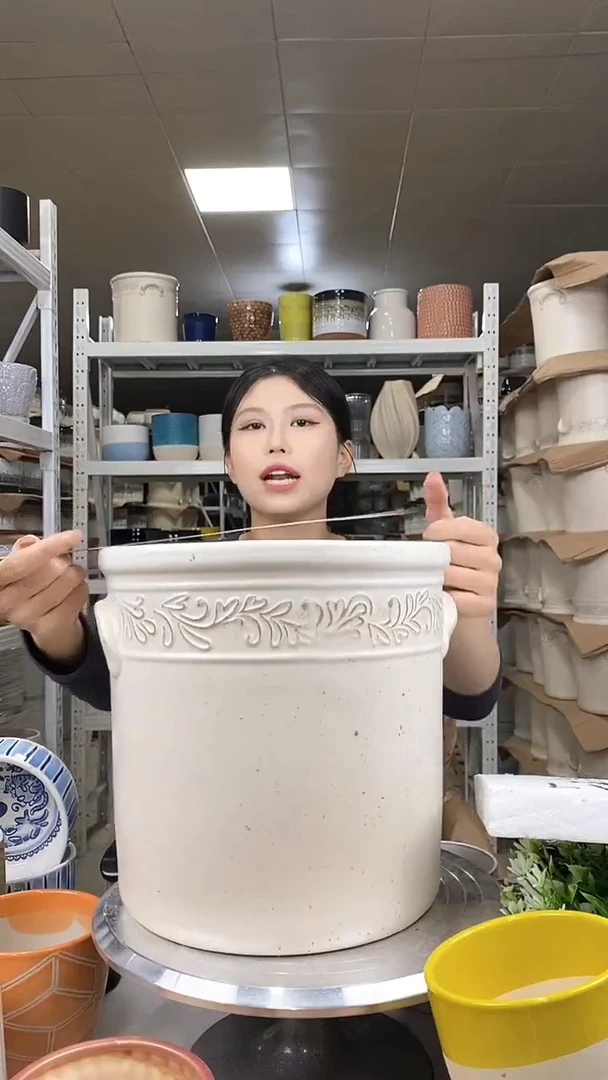 默认打孔陶瓷花盆宽高25-25