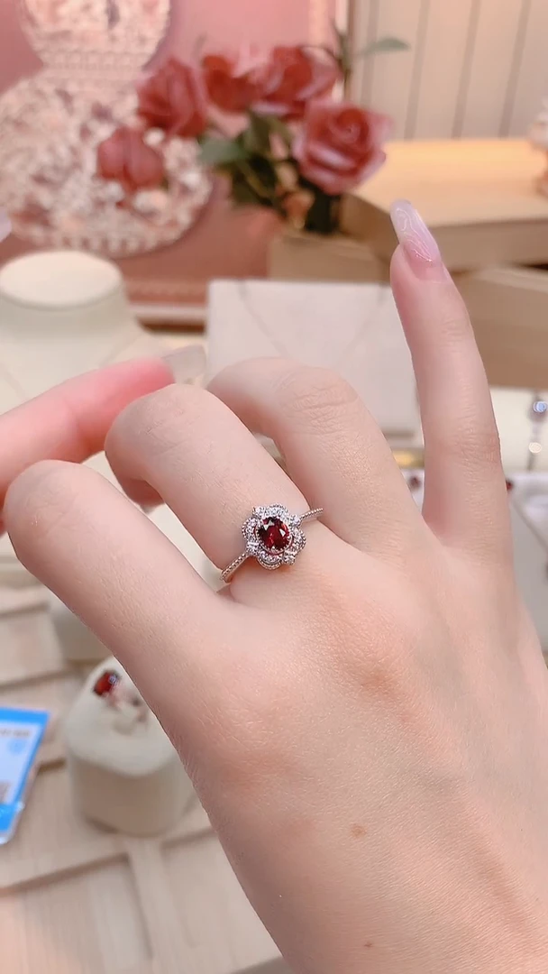 银S925镶嵌戒指石榴石石榴石