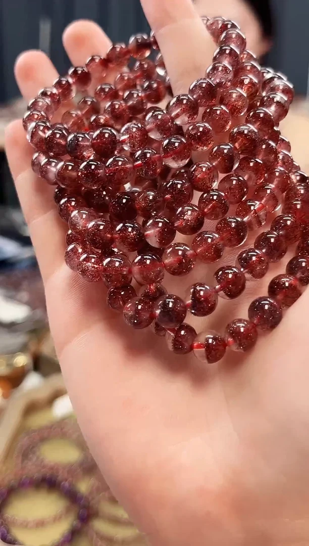 未镶嵌手串水晶金草莓超七单圈手串7mm【多样性发一】