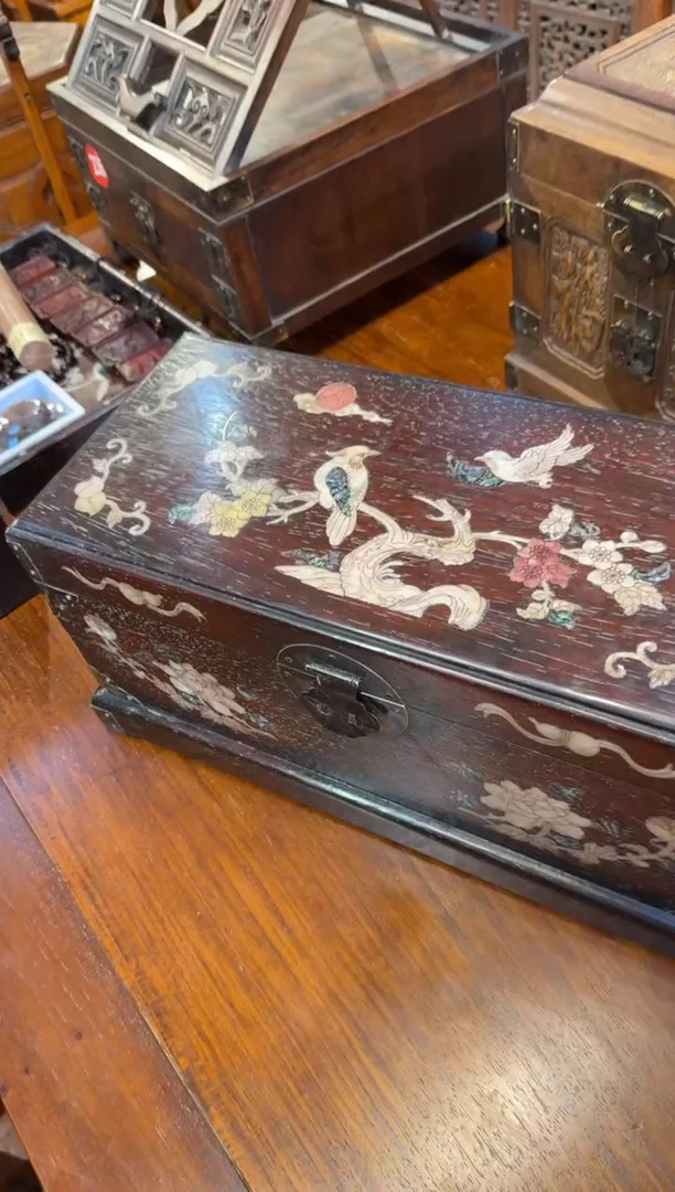 木40紫檀树鸟底座翻盖箱428.8888