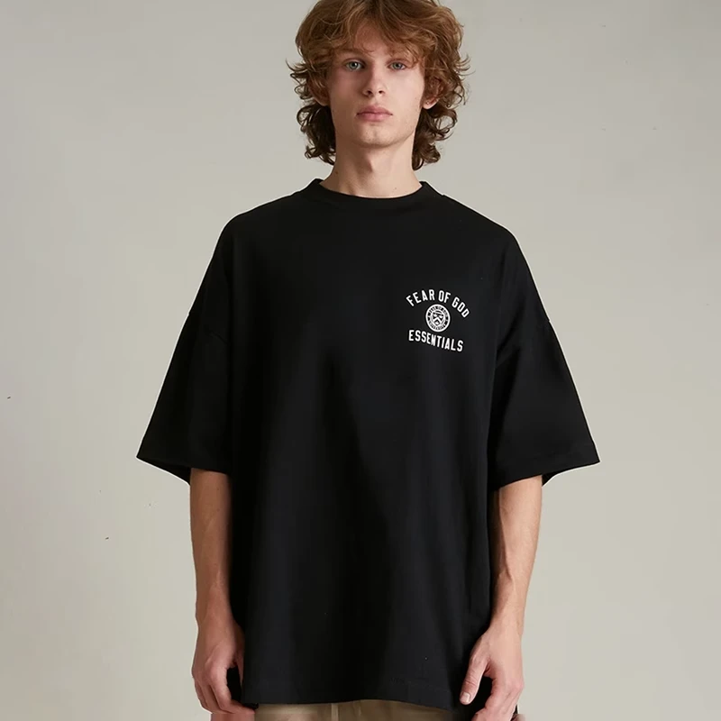 25新款假日2025ESSENTIALSZONE字母夏季宽松圆领黑色短袖T恤t恤