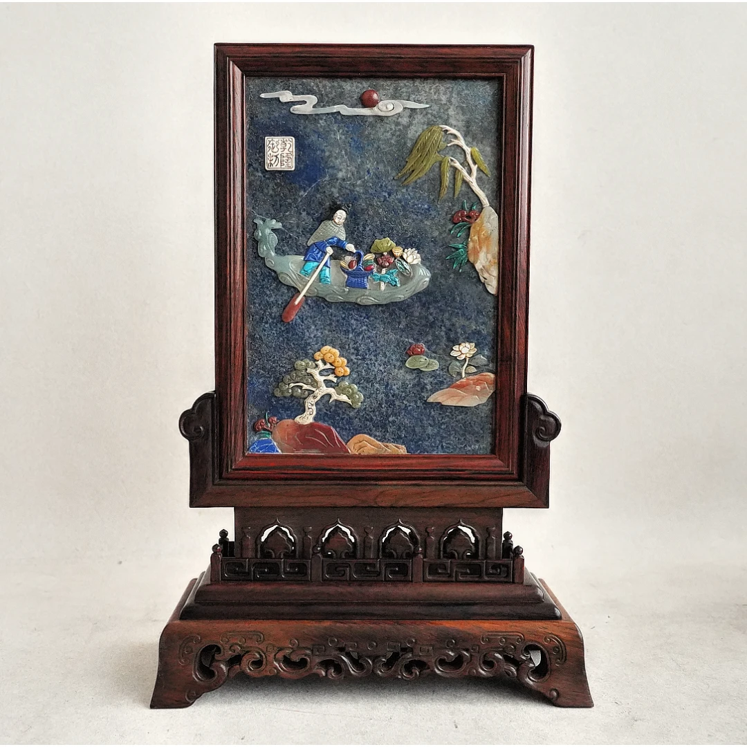 文华开物第195期拍品 12 清代 黄花梨嵌百宝人物插屏