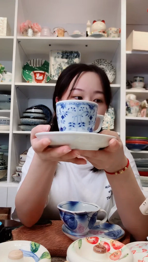 陶瓷【清仓】bloom青花咖啡杯碟