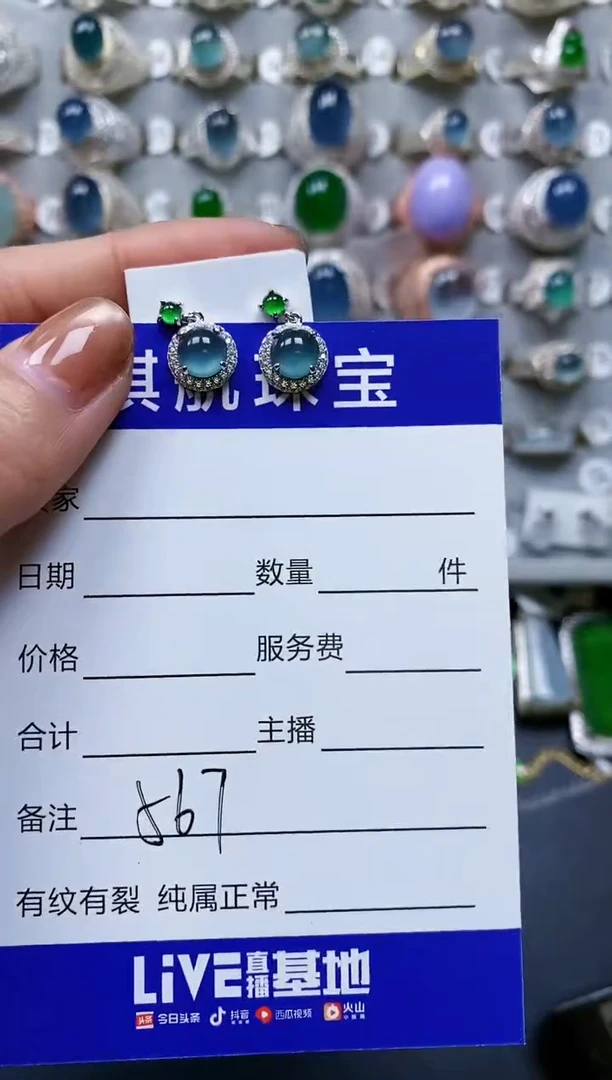 【闪购商品】翡翠耳饰银S925镶嵌0567