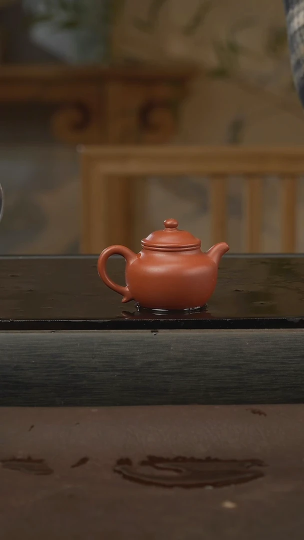 茶壶紫砂14，莲子，朱泥，40cc