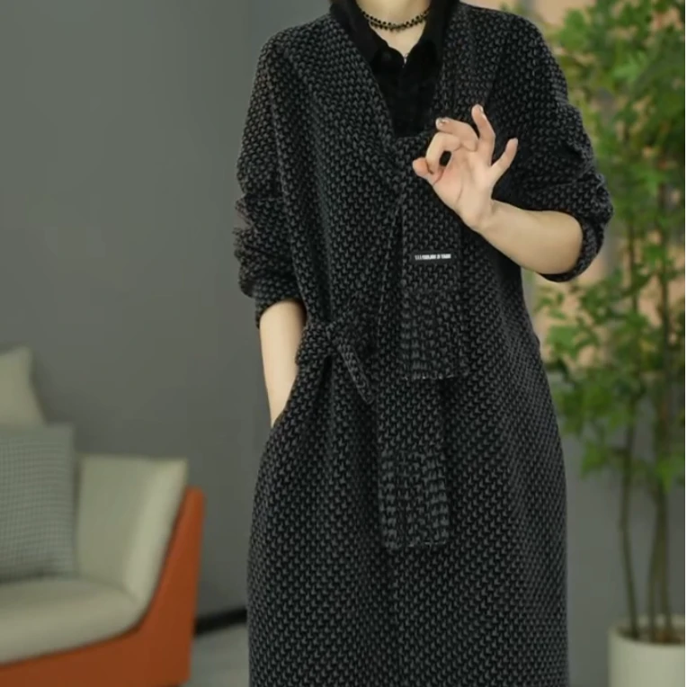 TZ原创设计师款冬季时尚欧版加厚保暖假两件宽松遮肉连衣裙打底裙