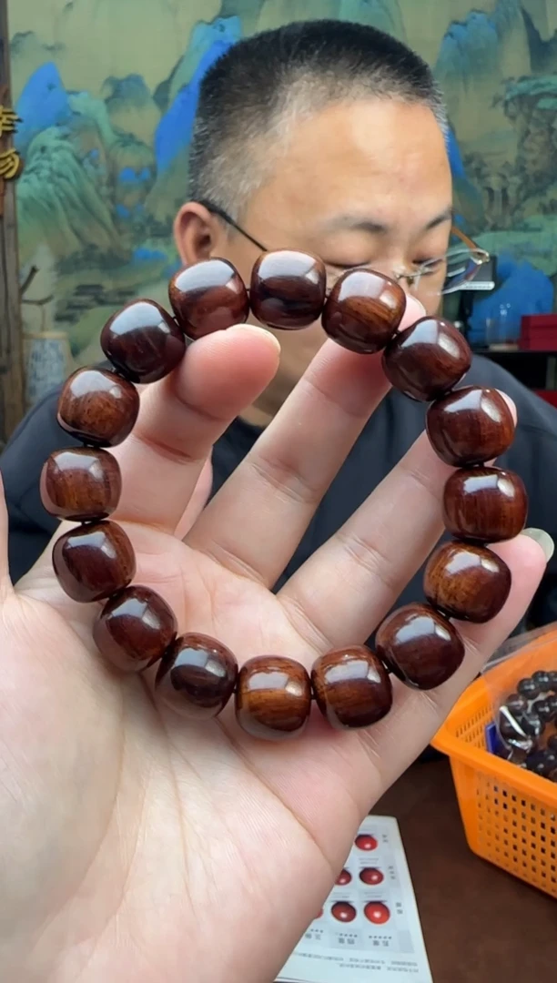 手串/手链黄花梨/降香黄檀13*14mm海黄紫油梨老料