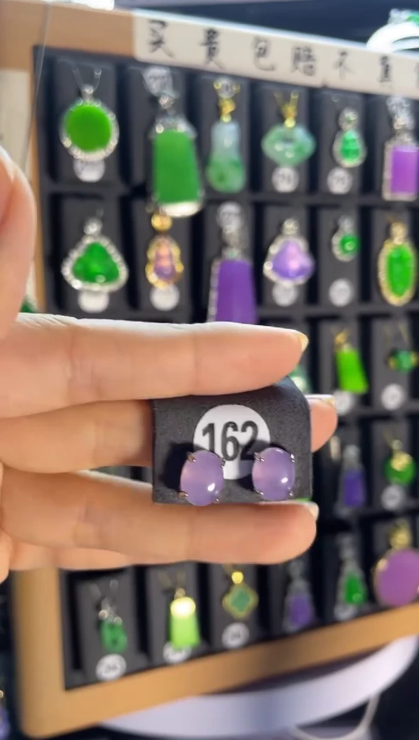 翡翠银S925镶嵌耳饰162