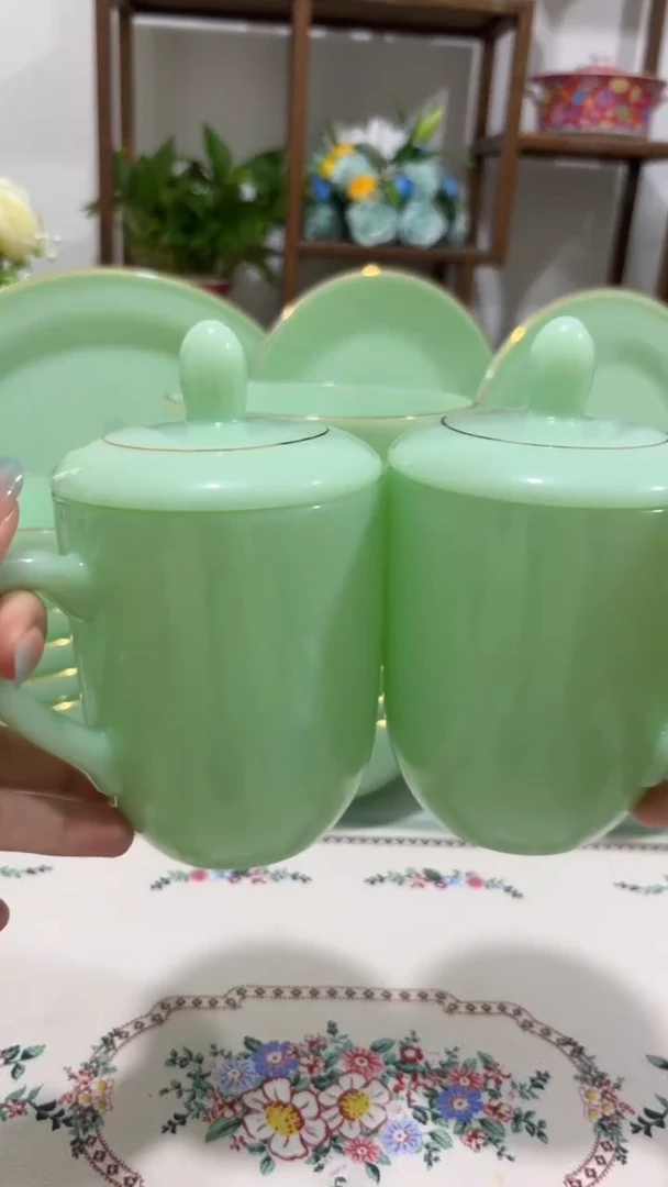 带盖子办公茶杯2个玉瓷