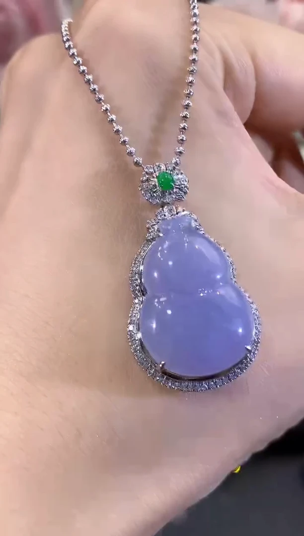 吊坠(不含链)18K金镶嵌翡翠C78 紫货有色差