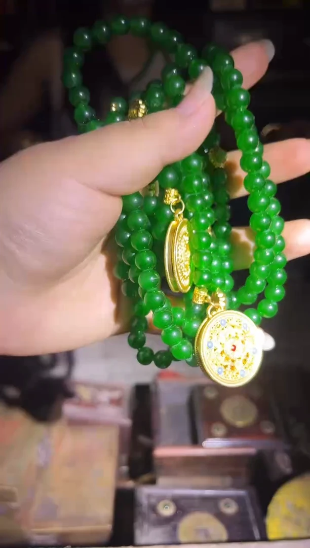 和田玉未镶嵌颈饰和田玉长串绿 一起给 两条