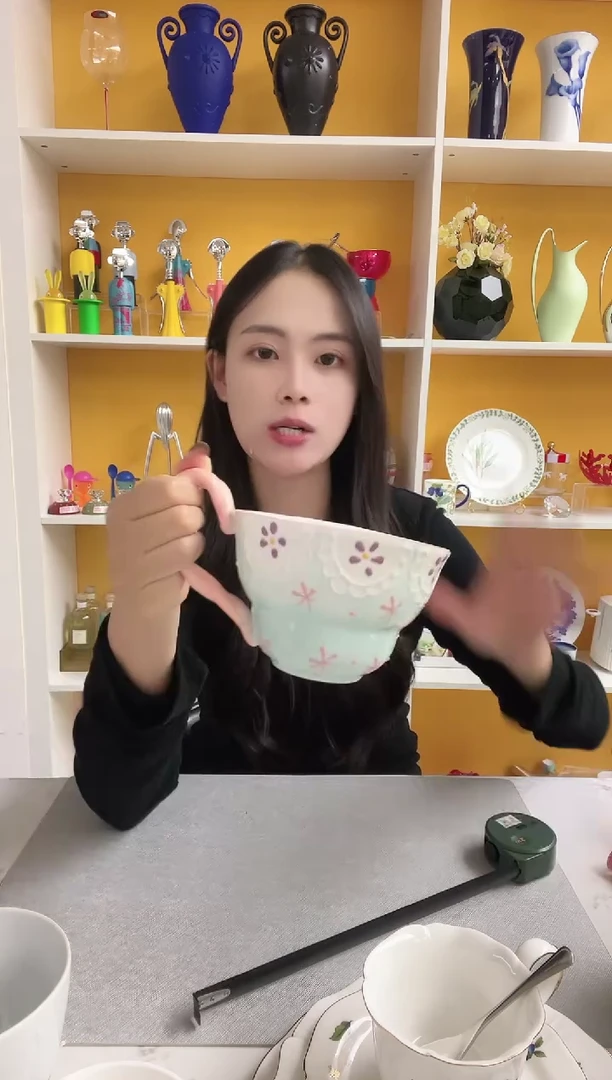 手绘 蕾丝早餐杯大容量