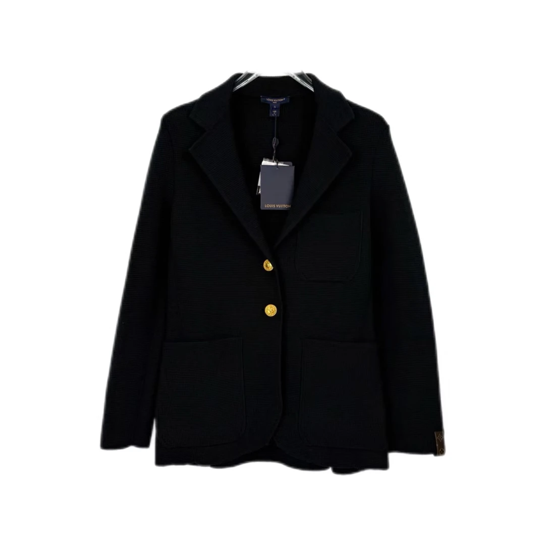未使用 LouisVuitton/路易威登 汤/P235603768/黑色金扣针织开衫S