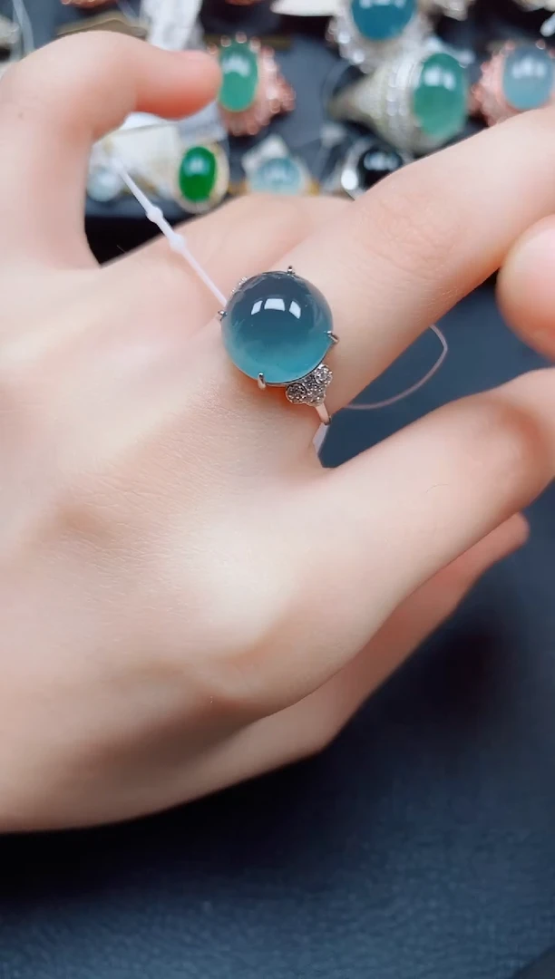 翡翠戒指银S925镶嵌翡翠