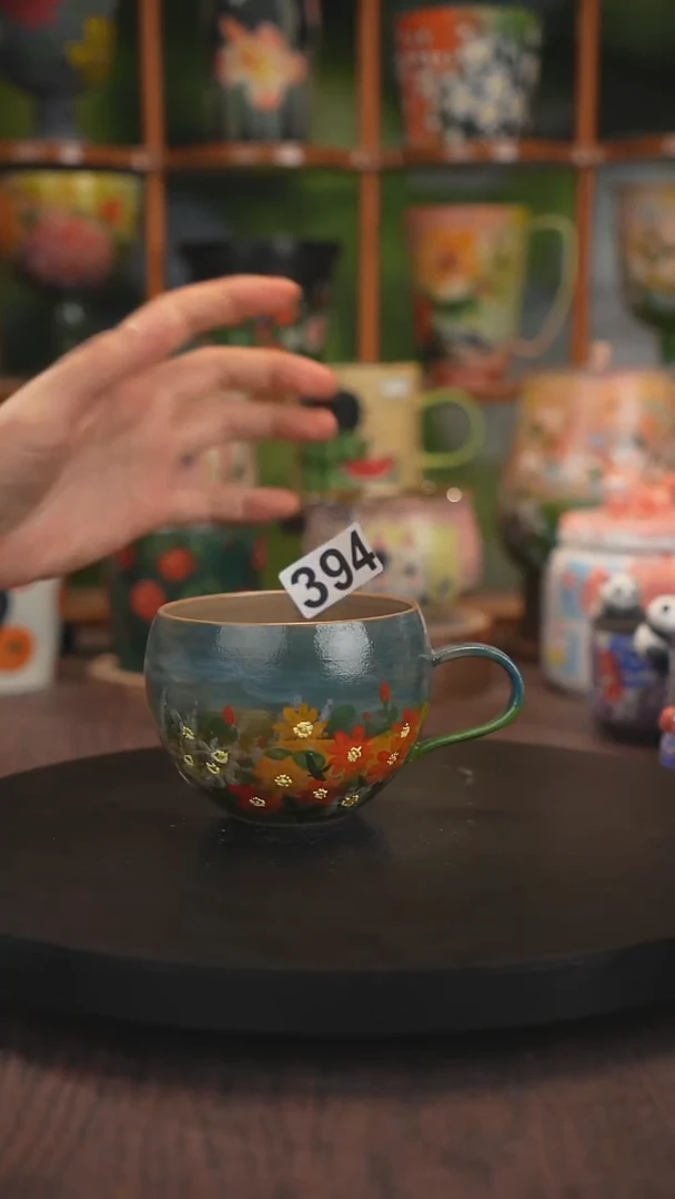 油画釉下彩手绘杯子394