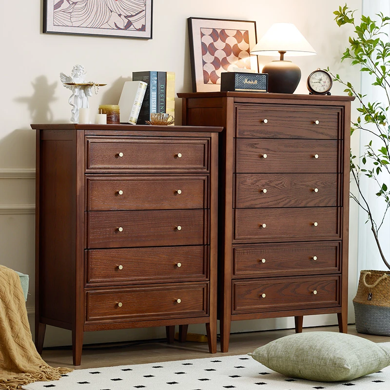 法式复古实木斗柜小户型卧室五六斗柜一体斗柜主卧储物柜收纳柜