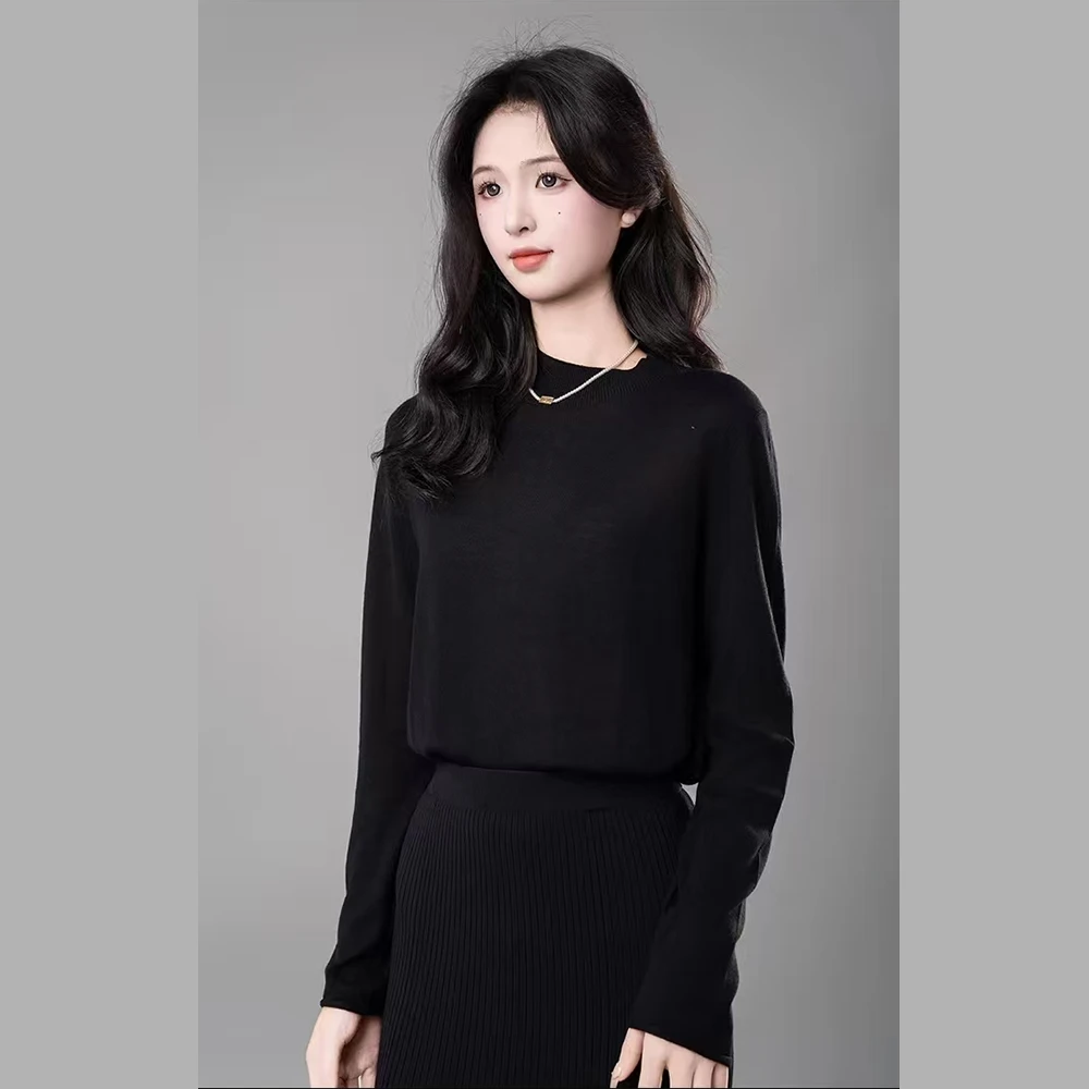 AMASS/阿玛施秋冬新款时尚百搭纯色简约套头长袖针织衫上衣538051