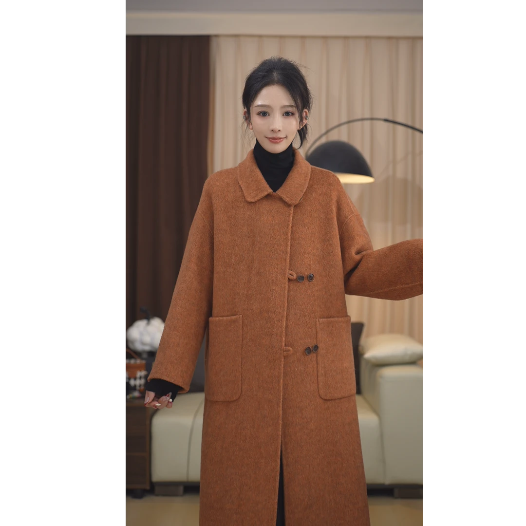 【新店特惠】网红秋季气质显瘦春秋设计感大衣中长款双面呢