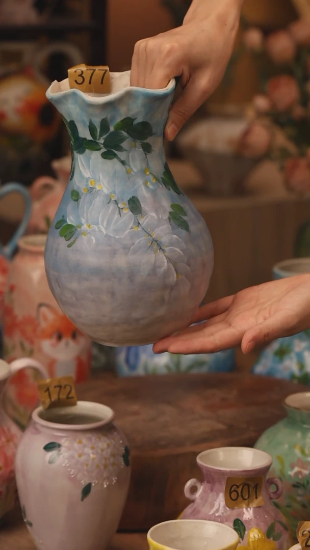 陶瓷377景德镇设计师手作花器摆件侘寂风