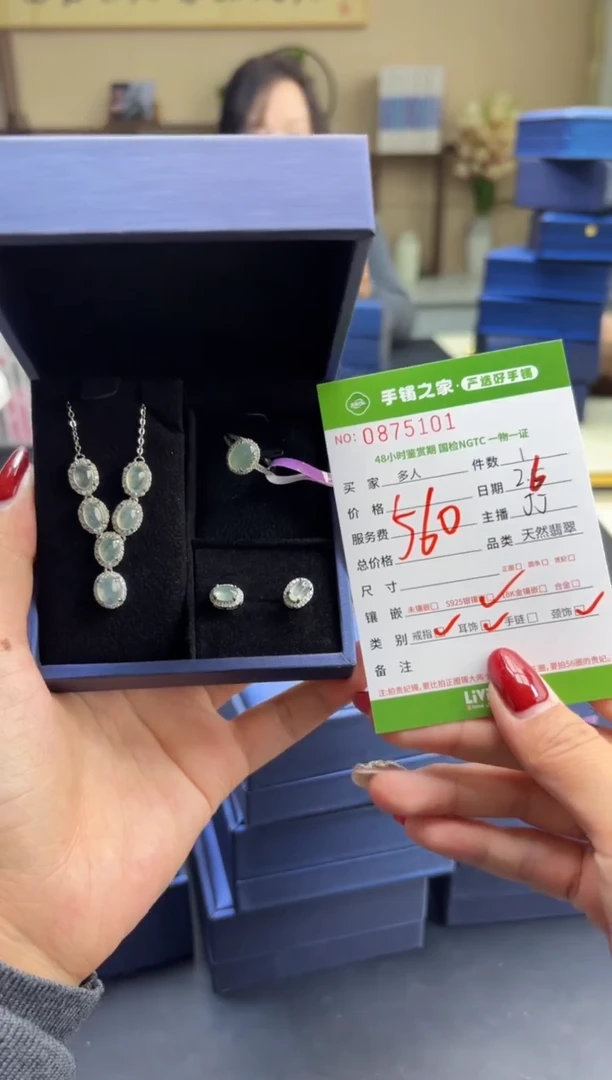 【闪购商品】翡翠套链银S925镶嵌多人