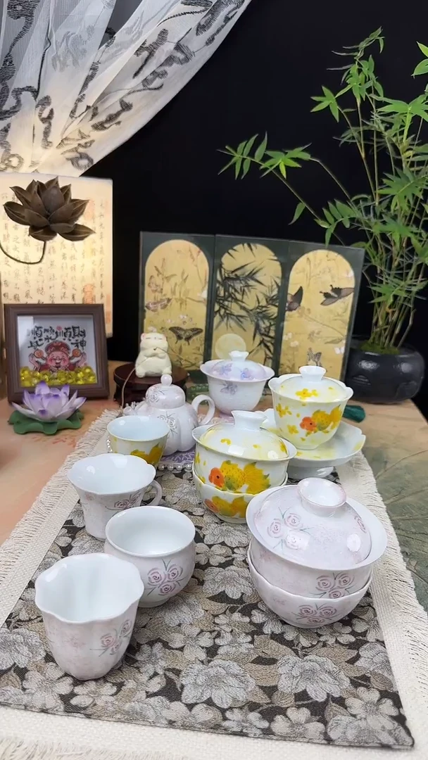 柿***?手绘玫瑰花杯