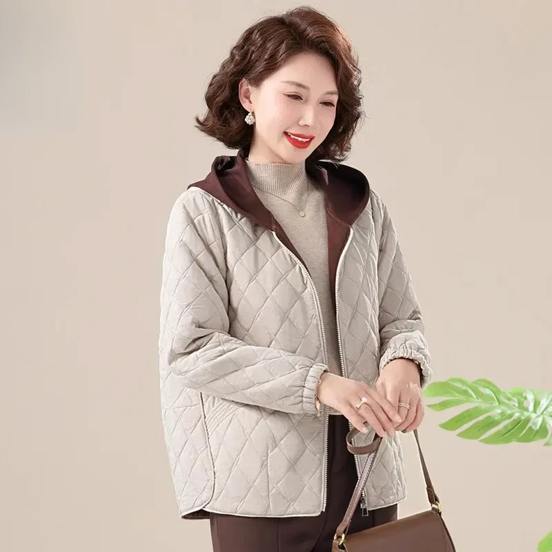中年妈妈夹棉外套秋冬2025新款40岁50中老年女士春装洋气大码衣服