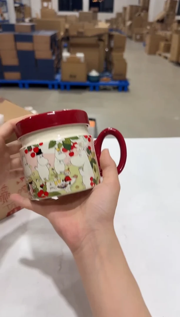 瓷片姆明樱桃盖杯(含茶滤)