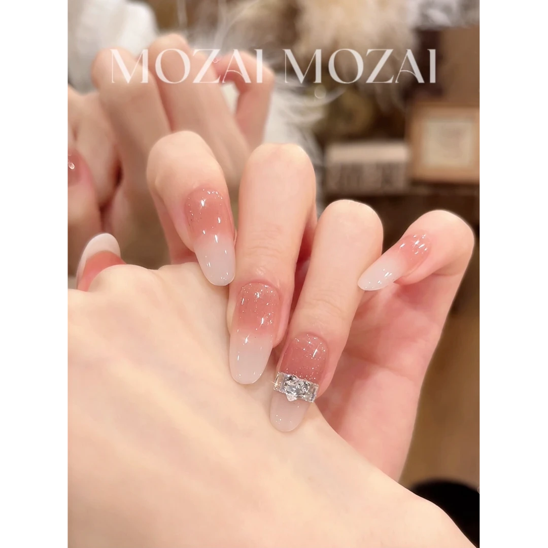 茉哉W现货【古早白月光/12甲】纯手工定制美甲拆卸穿戴甲A5222