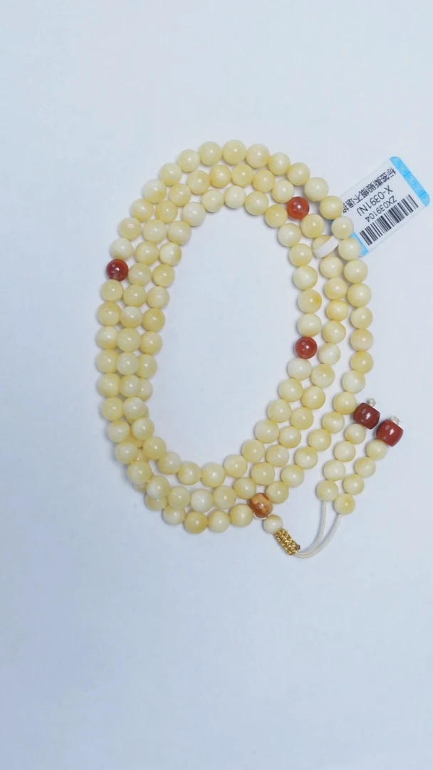 琥珀颈饰未镶嵌白蜡圆珠108项链5mm