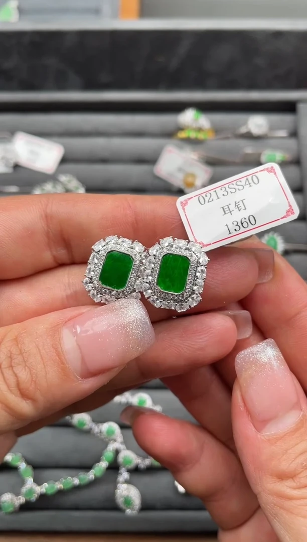 【闪购商品】翡翠耳饰银S925镶嵌0213SS40