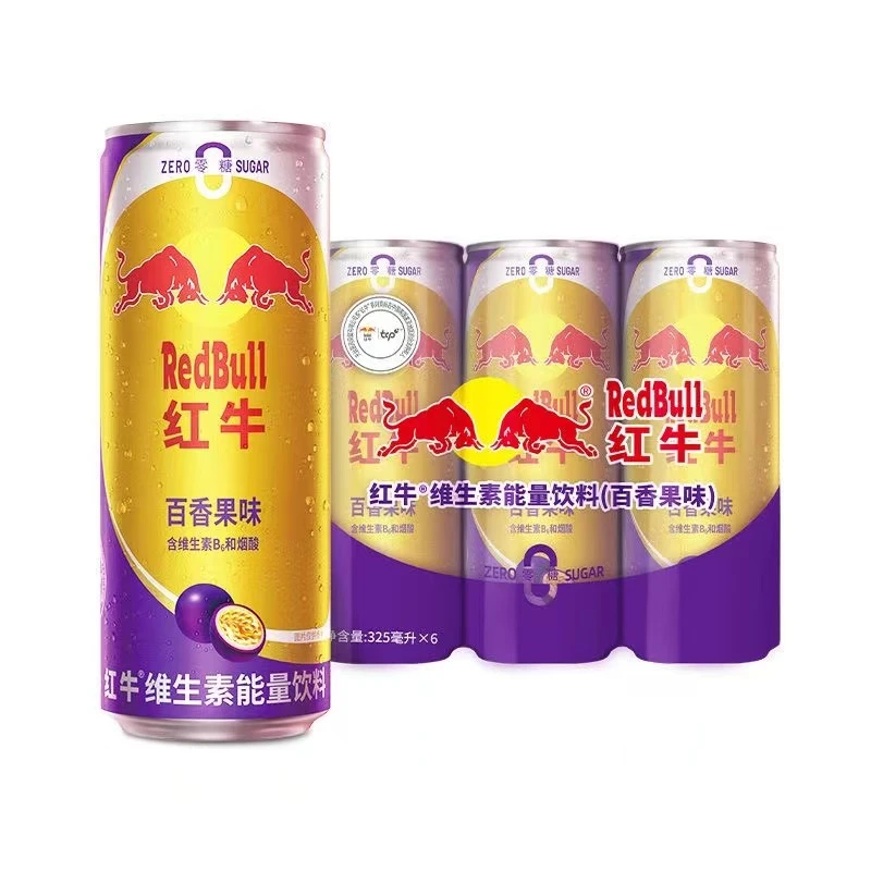红牛维生素能量饮料0糖0脂 325ml*6 百香果味