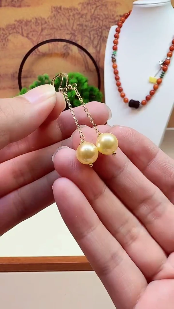 14K金镶嵌耳饰淡水珍珠E125