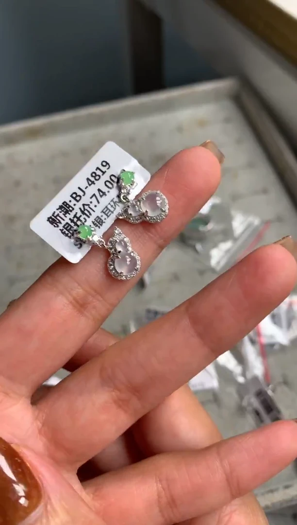 银S925镶嵌戒指翡翠耳饰