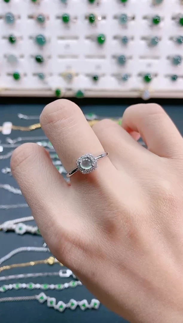 【闪购商品】翡翠戒指银S925镶嵌 天然翡翠