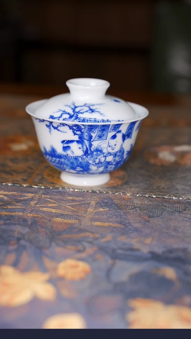 【闪购商品】杯铭墨 童子盖碗碗碗